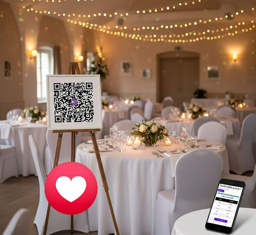 Qrcode plan de table mariage, événement professionnel placement de table
